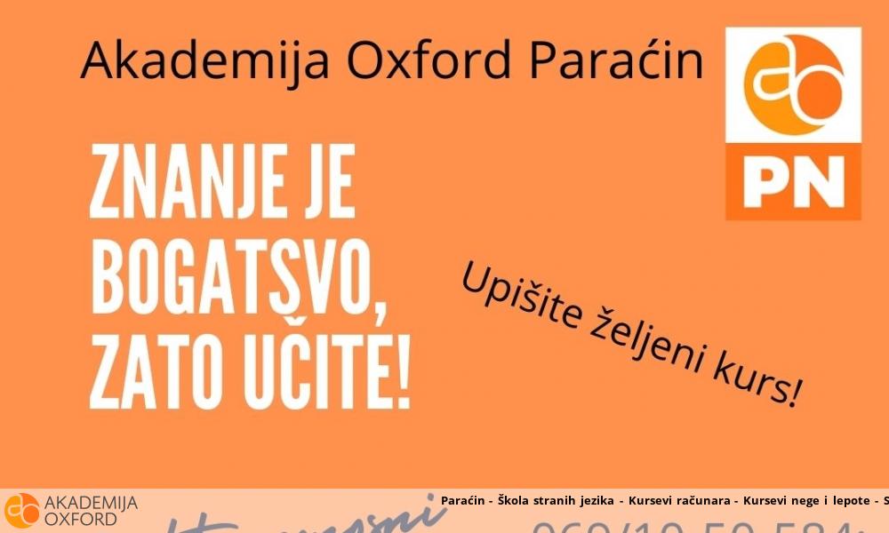 Paraćin - Škola stranih jezika - Kursevi računara - Kursevi nege i lepote - Stručno osposobljavanje 