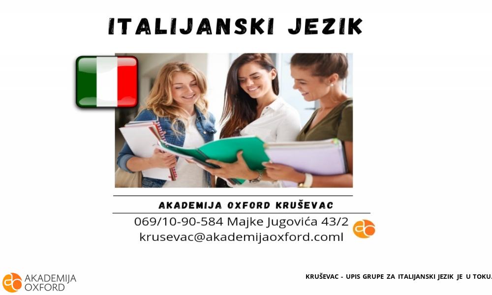 KRUŠEVAC - UPIS GRUPE ZA ITALIJANSKI JEZIK JE U TOKU