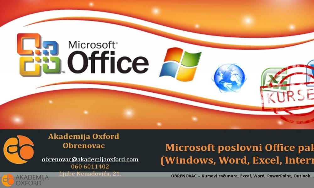 OBRENOVAC - Kursevi računara, Excel, Word, PowerPoint, Outlook.