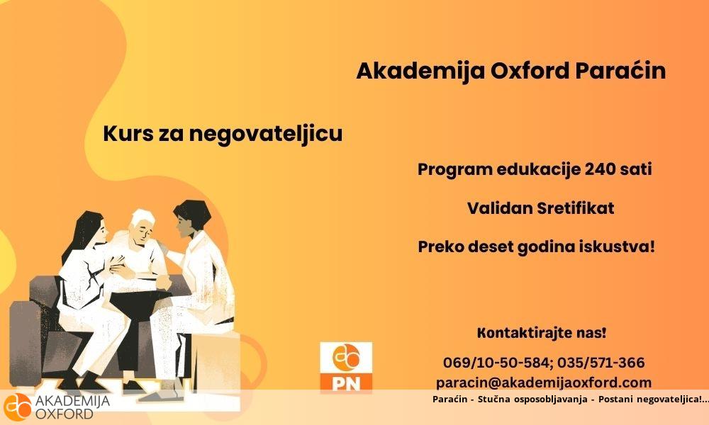 Paraćin - Stučna osposobljavanja - Postani negovateljica!