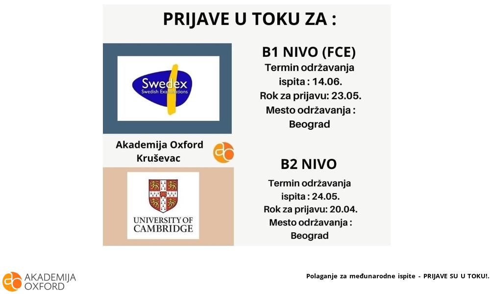 Polaganje za međunarodne ispite - PRIJAVE SU U TOKU!