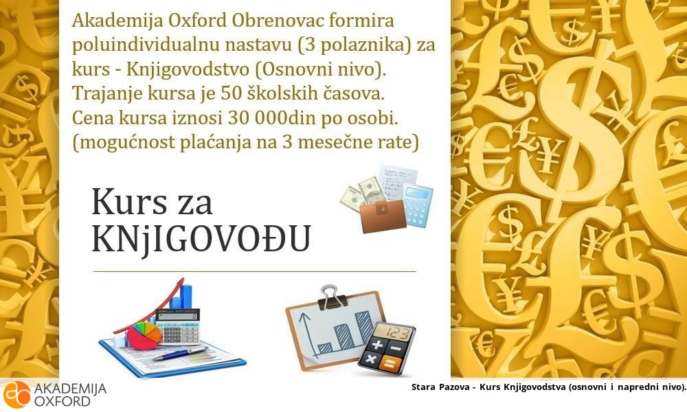 Stara Pazova - Kurs Knjigovodstva (osnovni i napredni nivo)